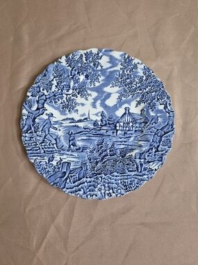 Vintage Myott Staffordshire "The Hunter" Blue Transferware Plate England